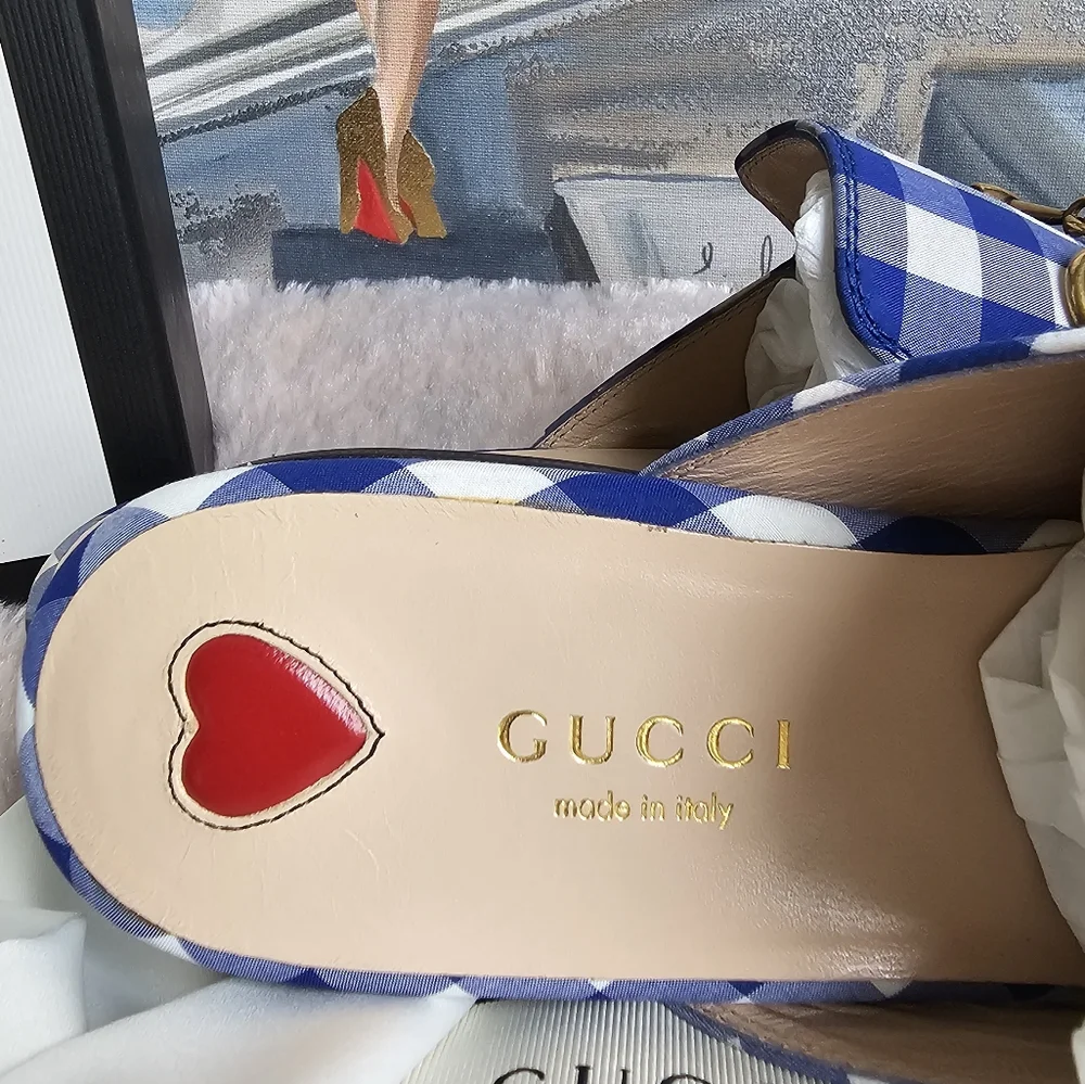 COPY - Gucci Malaga Kid Princetown Vichy Gingham Slip on/Loafer/Mule, size 37 - Picture 10 of 12